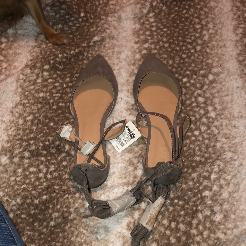Grey laced flats